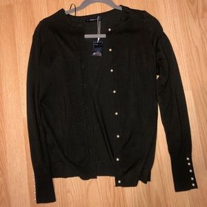 Olive Green Pearl Cuff Zara Cardigan Sweater